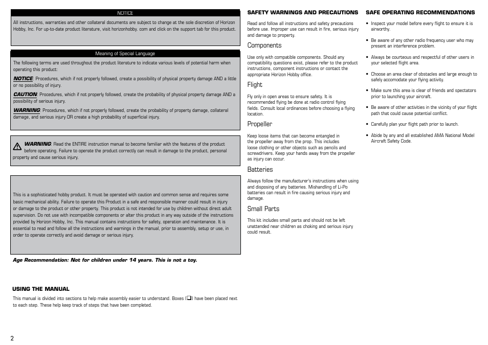 E-flite J-3 Cub 450 User Manual | Page 2 / 40