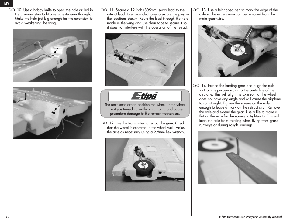 E-flite Hawker Hurricane 25e PNP User Manual | Page 12 / 26