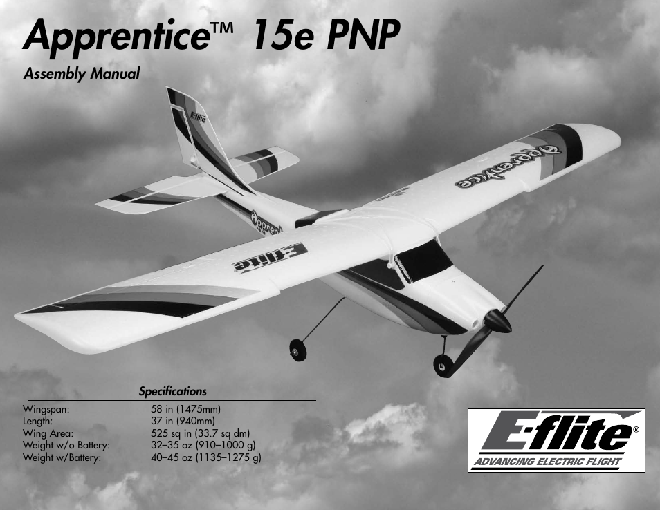 E-flite Apprentice 15e PNP User Manual | 28 pages