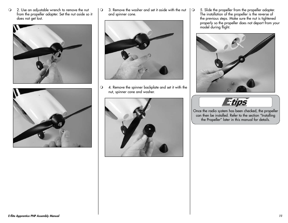 E-flite Apprentice 15e PNP User Manual | Page 11 / 28