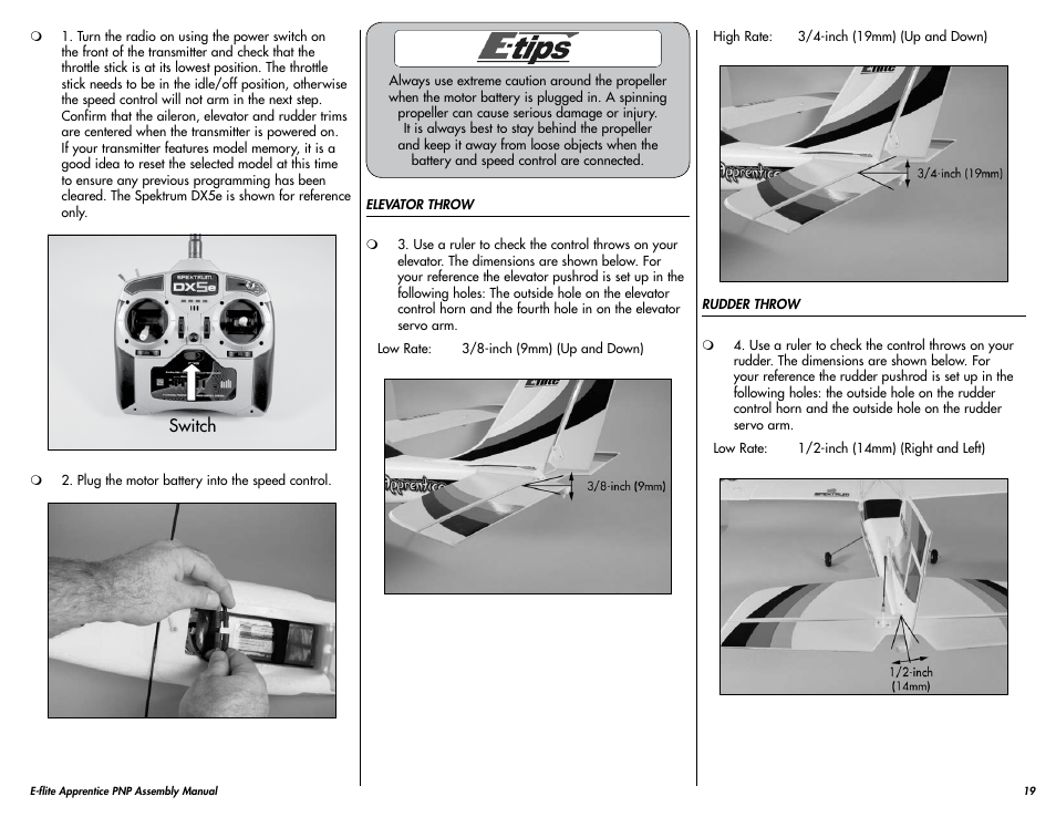 E-flite Apprentice 15e PNP User Manual | Page 19 / 28