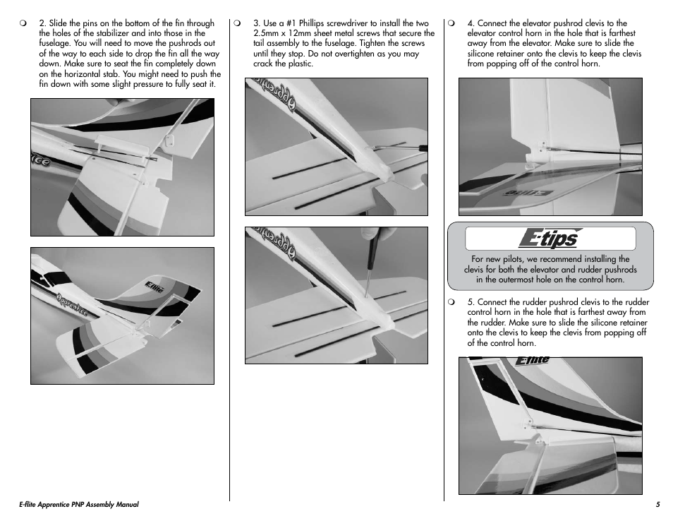 E-flite Apprentice 15e PNP User Manual | Page 5 / 28