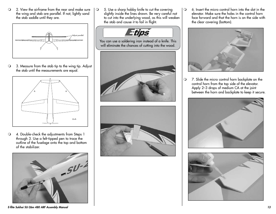 E-flite Sukhoi SU-26m 480 ARF User Manual | Page 13 / 28