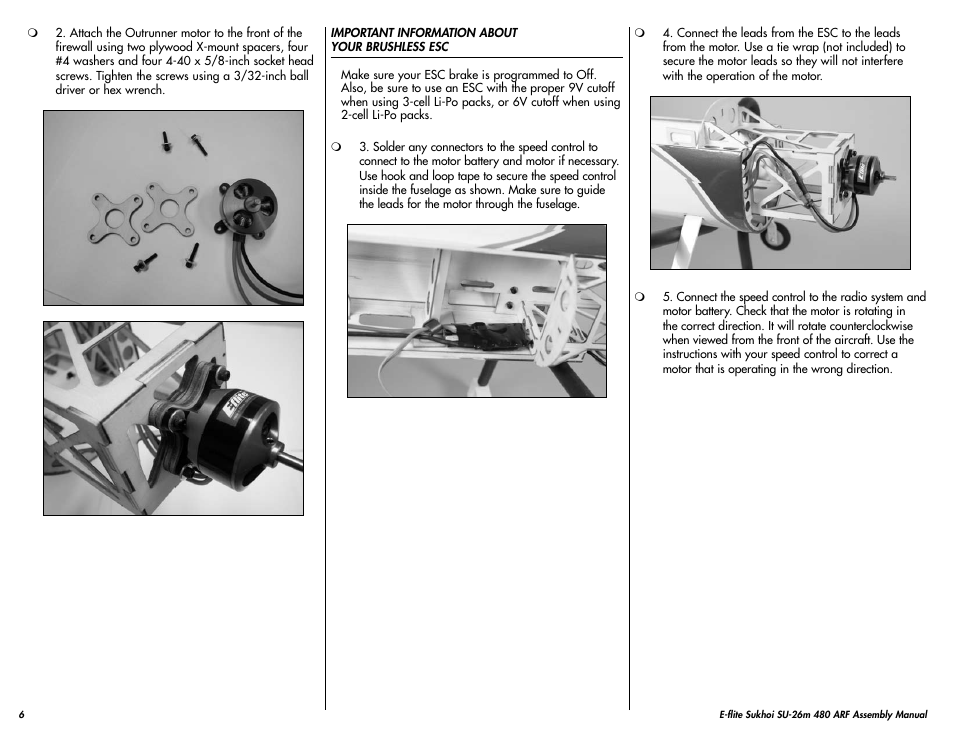 E-flite Sukhoi SU-26m 480 ARF User Manual | Page 6 / 28
