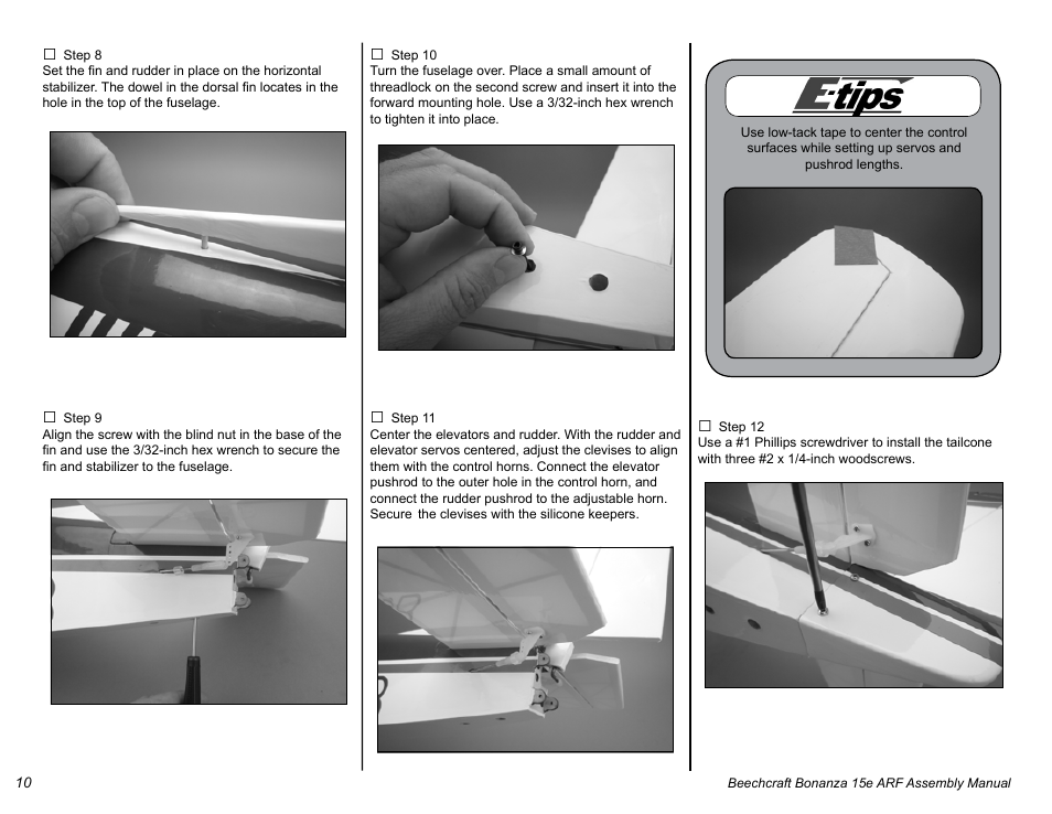 E-flite Beechcraft Bonanza 15e ARF User Manual | Page 10 / 60