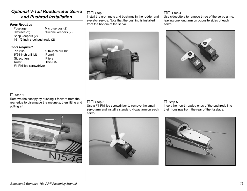 E-flite Beechcraft Bonanza 15e ARF User Manual | Page 11 / 60