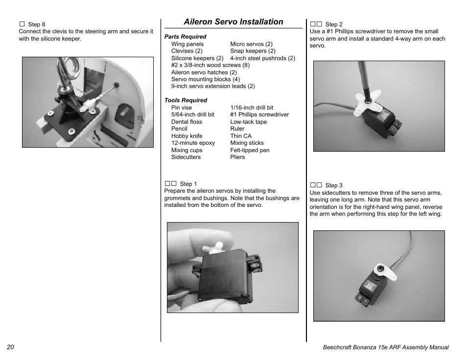 E-flite Beechcraft Bonanza 15e ARF User Manual | Page 20 / 60