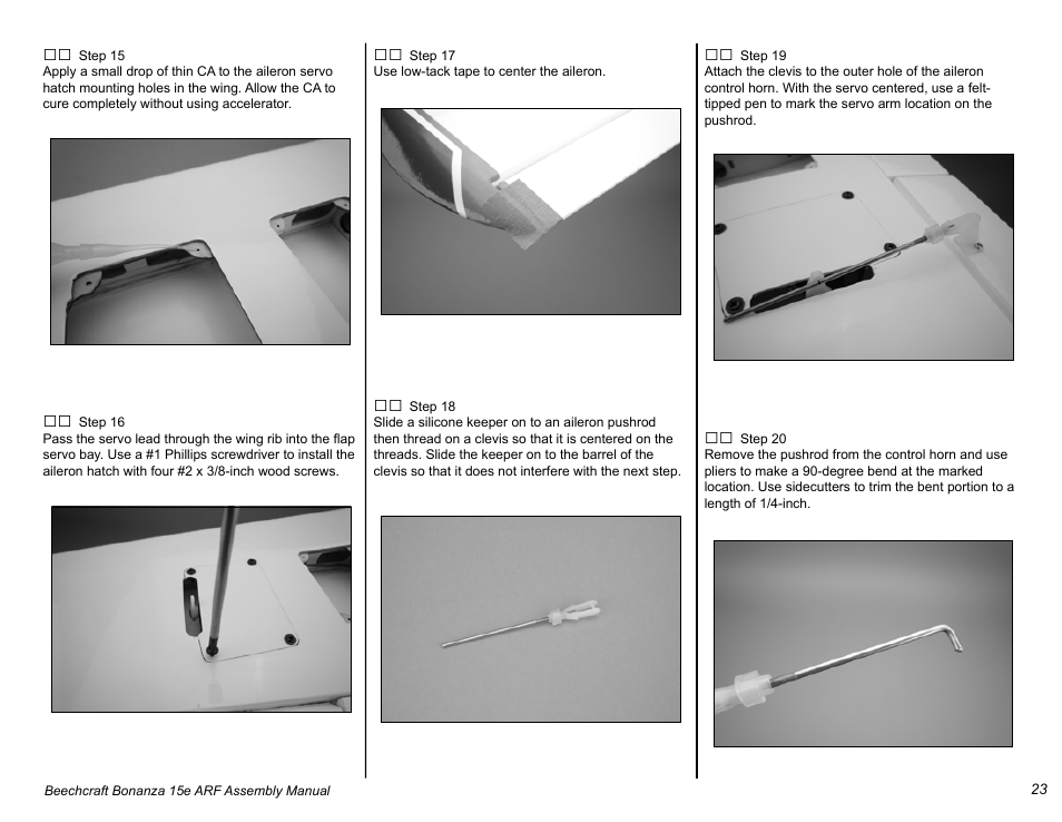 E-flite Beechcraft Bonanza 15e ARF User Manual | Page 23 / 60