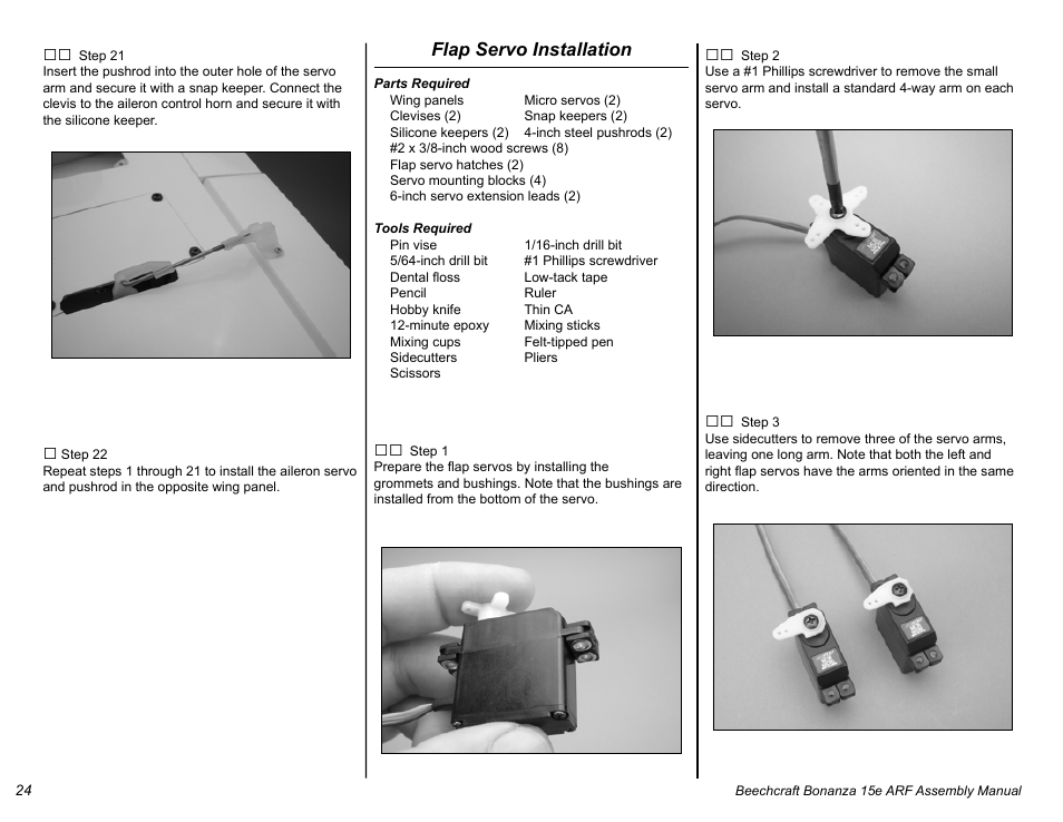 E-flite Beechcraft Bonanza 15e ARF User Manual | Page 24 / 60