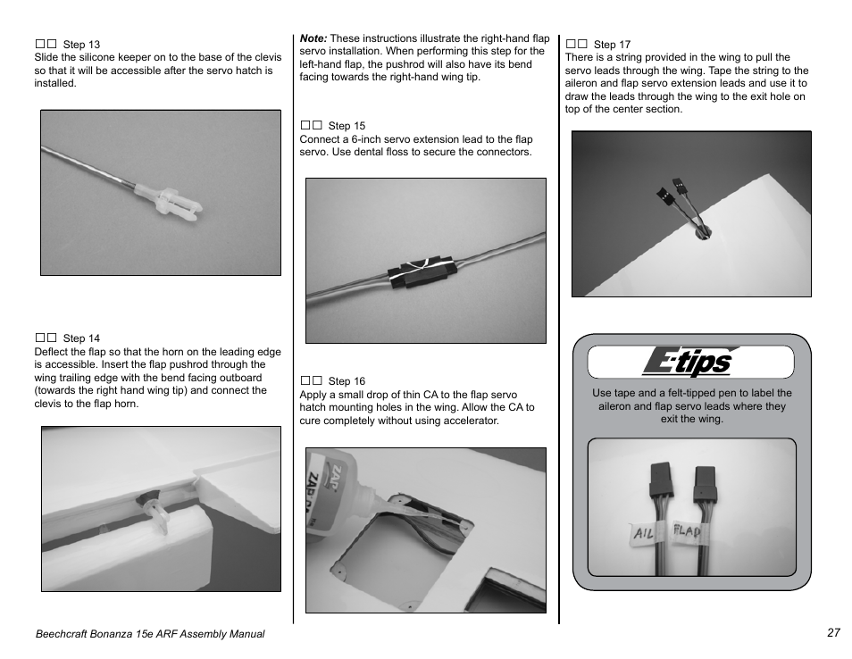 E-flite Beechcraft Bonanza 15e ARF User Manual | Page 27 / 60