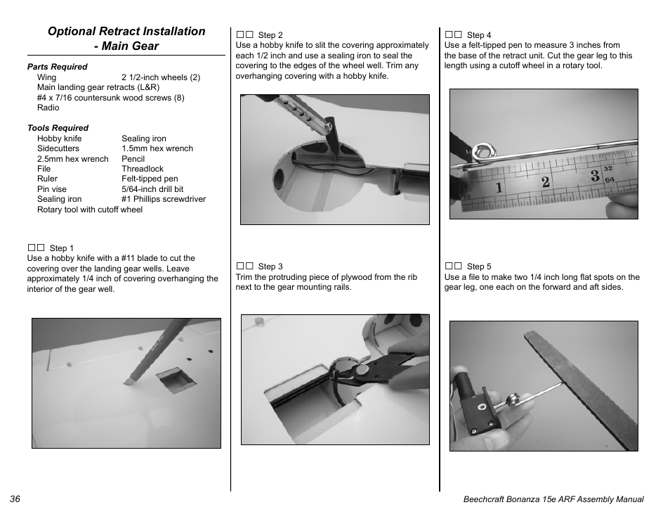 E-flite Beechcraft Bonanza 15e ARF User Manual | Page 36 / 60