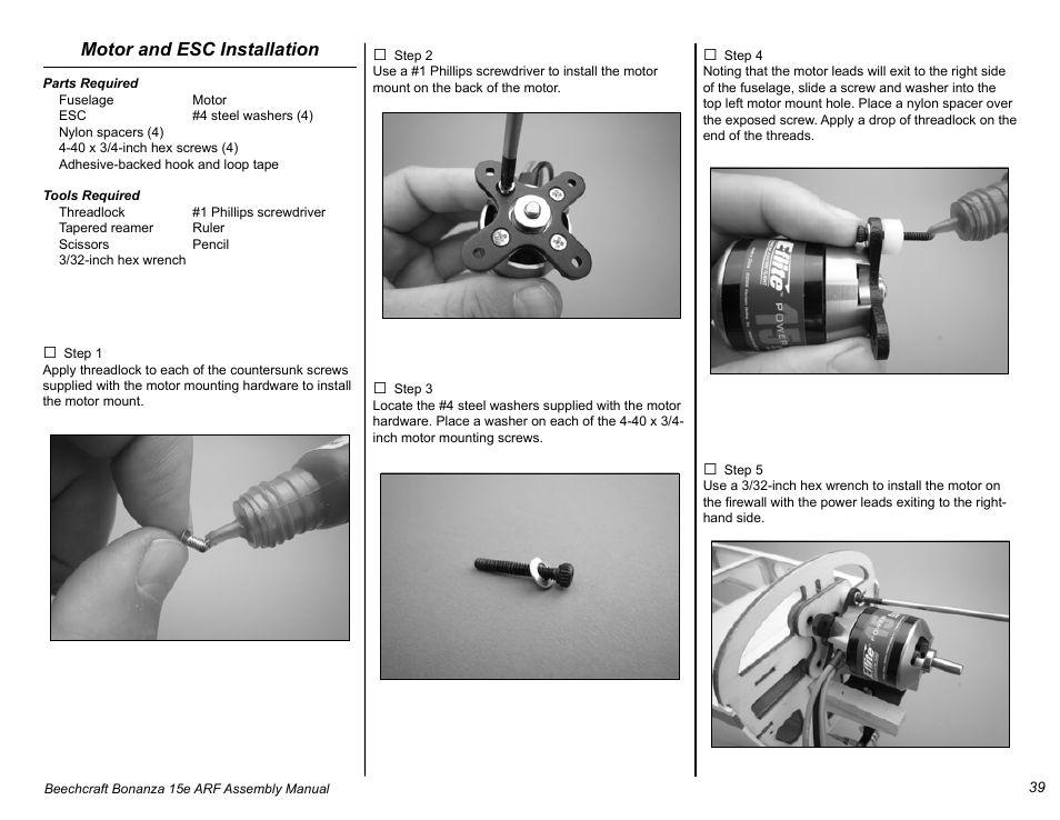 E-flite Beechcraft Bonanza 15e ARF User Manual | Page 39 / 60
