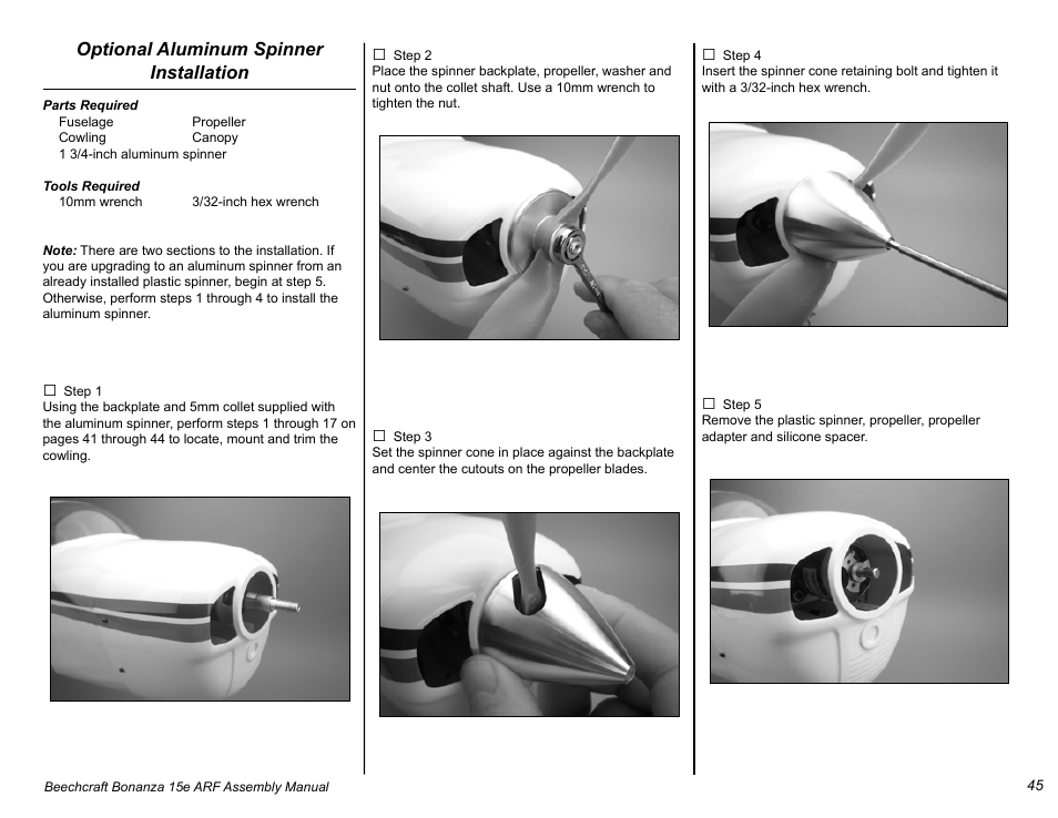 E-flite Beechcraft Bonanza 15e ARF User Manual | Page 45 / 60