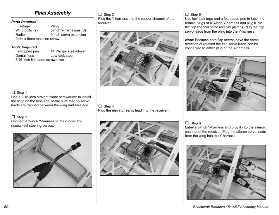 E-flite Beechcraft Bonanza 15e ARF User Manual | Page 50 / 60