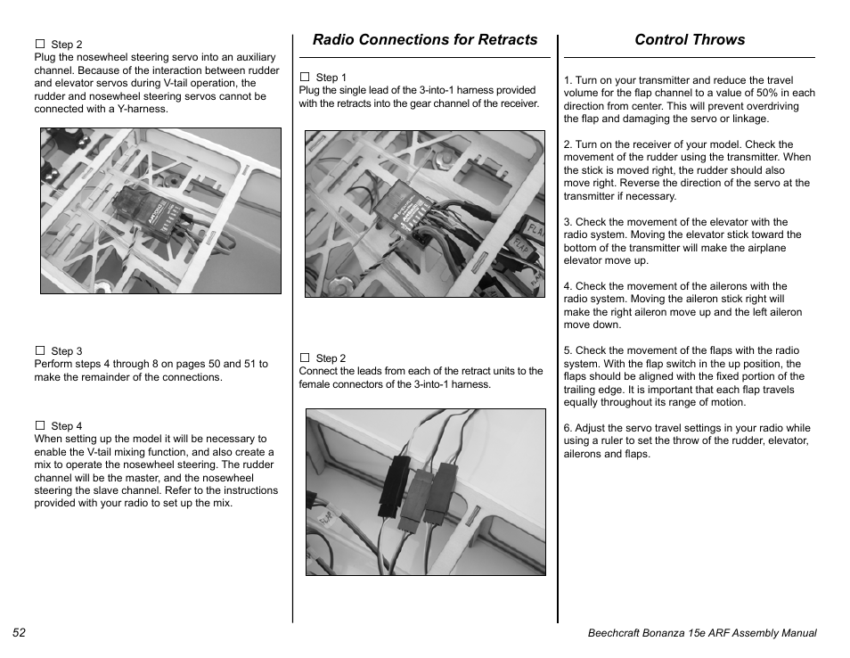 E-flite Beechcraft Bonanza 15e ARF User Manual | Page 52 / 60