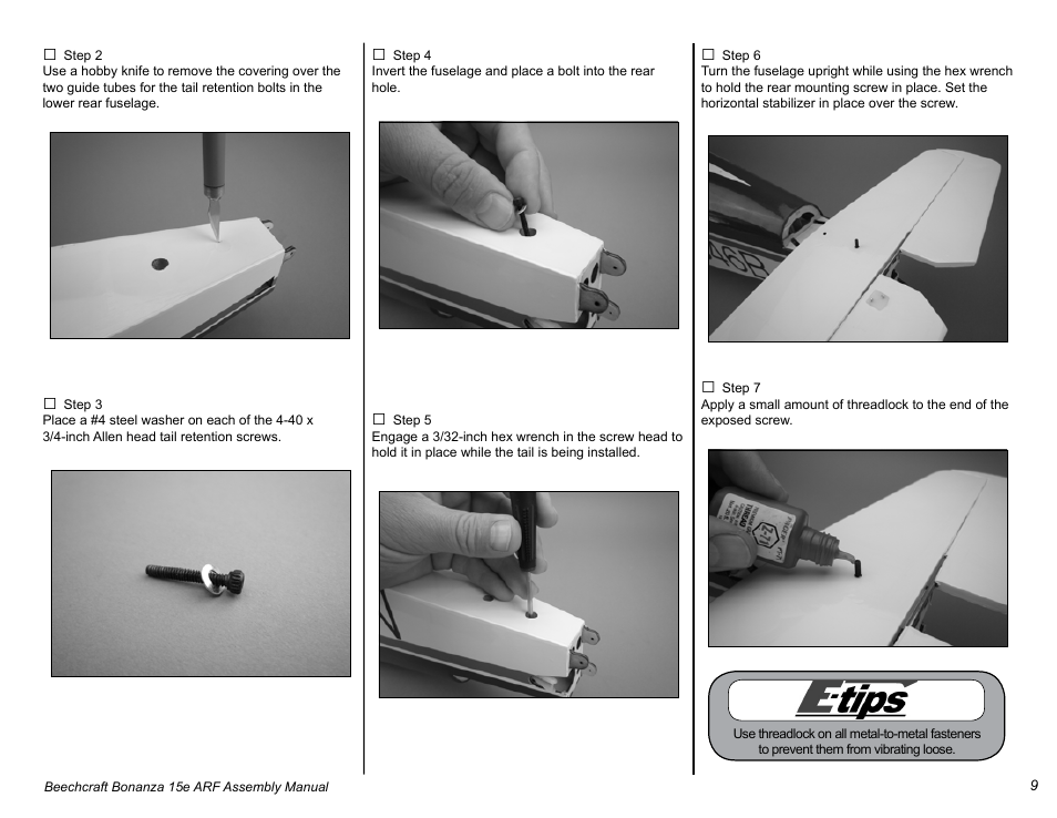 E-flite Beechcraft Bonanza 15e ARF User Manual | Page 9 / 60