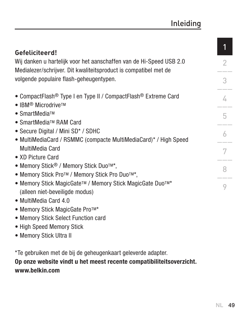 1 inleiding | Belkin F5U249EA User Manual | Page 51 / 96