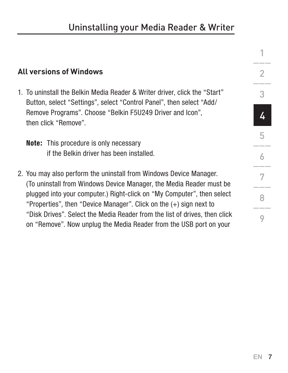 Belkin F5U249EA User Manual | Page 9 / 96
