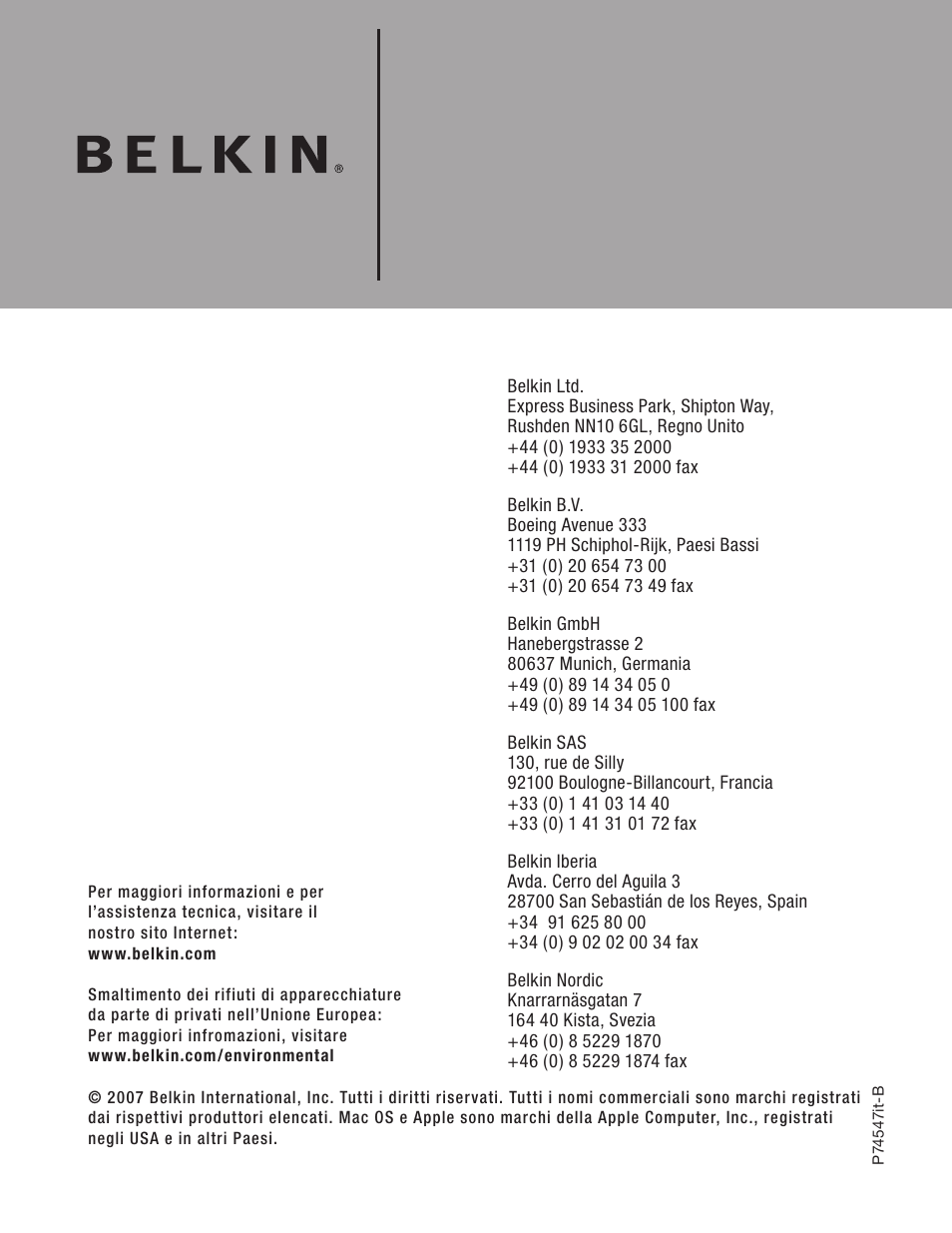 Belkin F5U249EA User Manual | Page 96 / 96