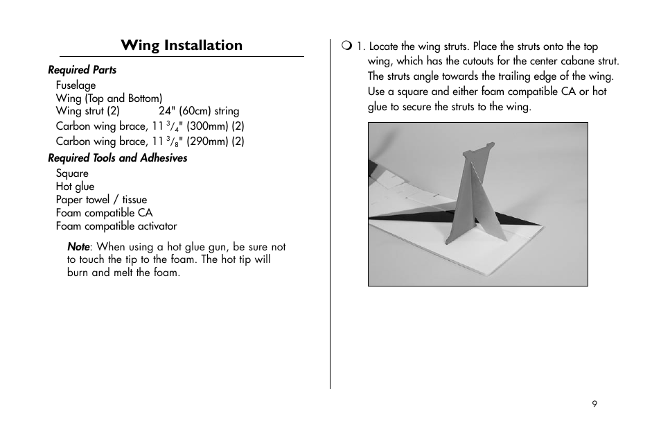 Wing installation | E-flite Ultimate Fx 3D ARF User Manual | Page 9 / 40