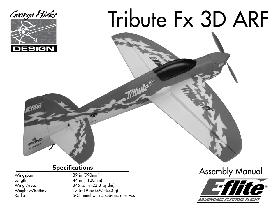 E-flite Tribute FX 3D ARF User Manual | 28 pages