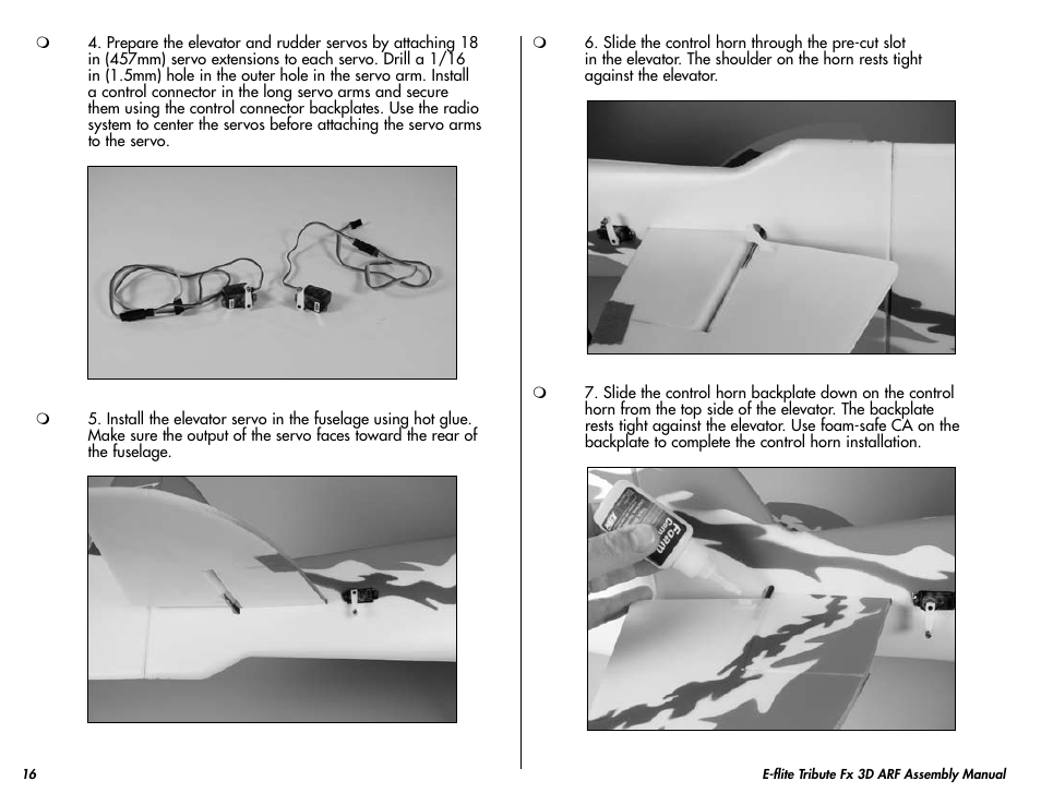 E-flite Tribute FX 3D ARF User Manual | Page 16 / 28