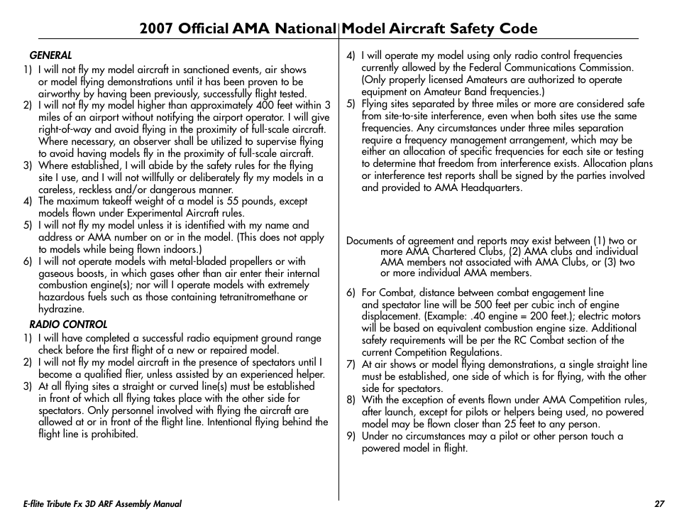 E-flite Tribute FX 3D ARF User Manual | Page 27 / 28