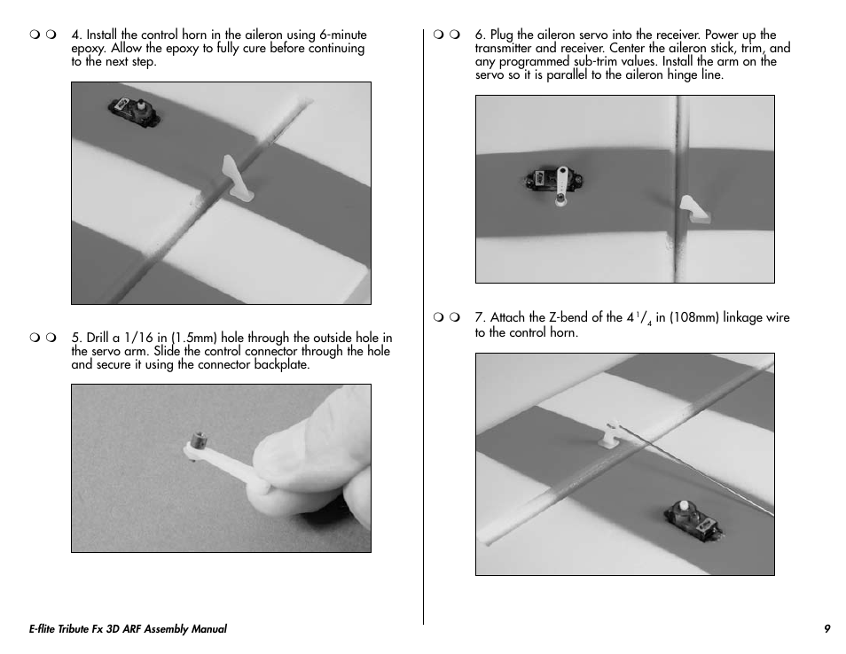 E-flite Tribute FX 3D ARF User Manual | Page 9 / 28