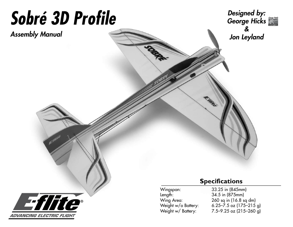 E-flite Sobre 3D Profile User Manual | 32 pages