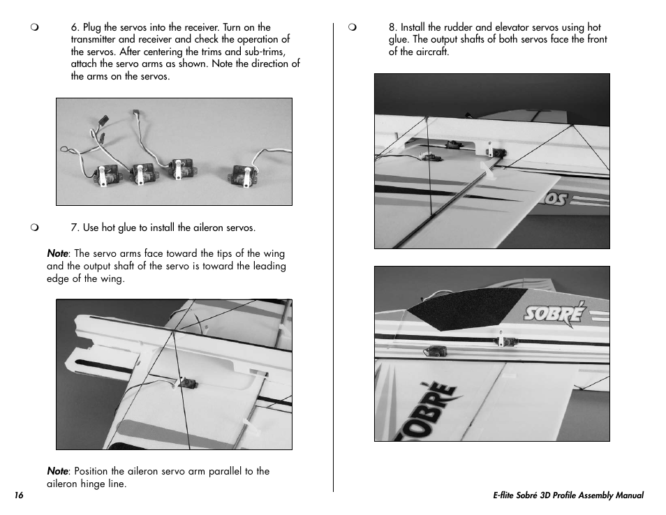 E-flite Sobre 3D Profile User Manual | Page 16 / 32
