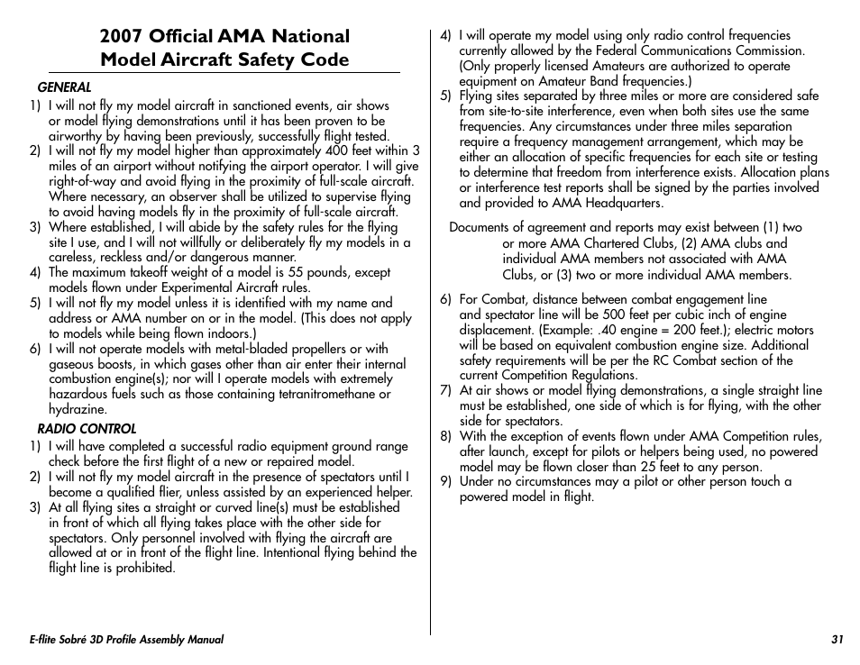 E-flite Sobre 3D Profile User Manual | Page 31 / 32