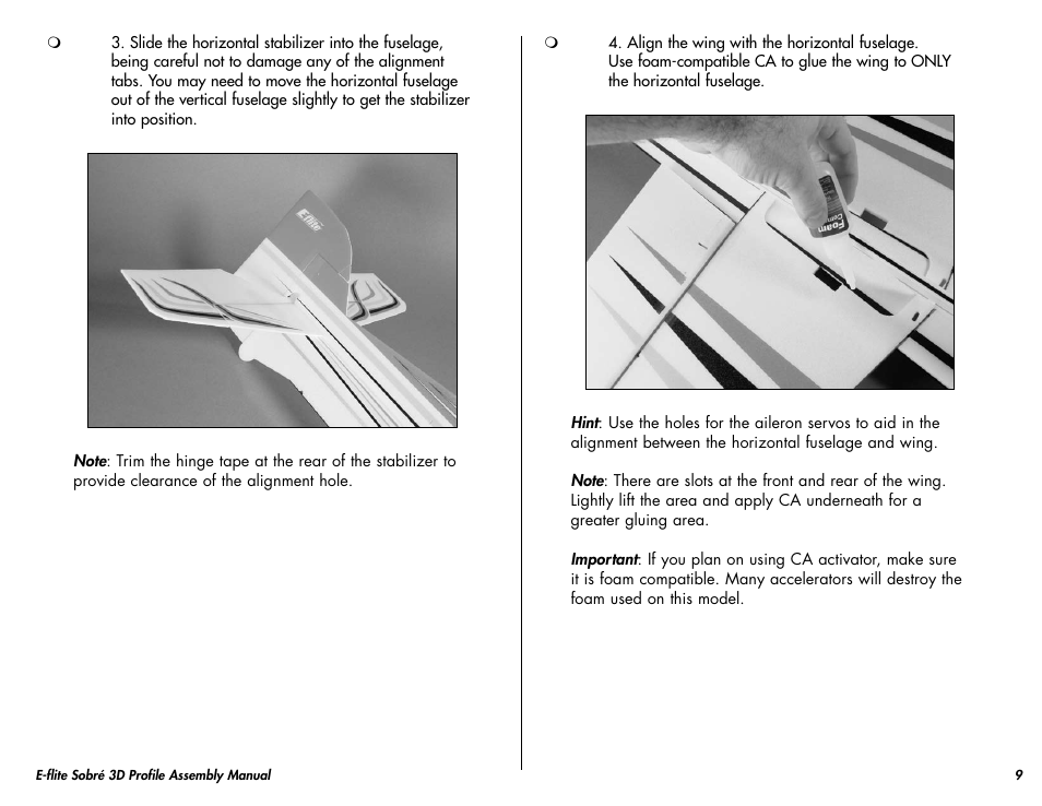 E-flite Sobre 3D Profile User Manual | Page 9 / 32