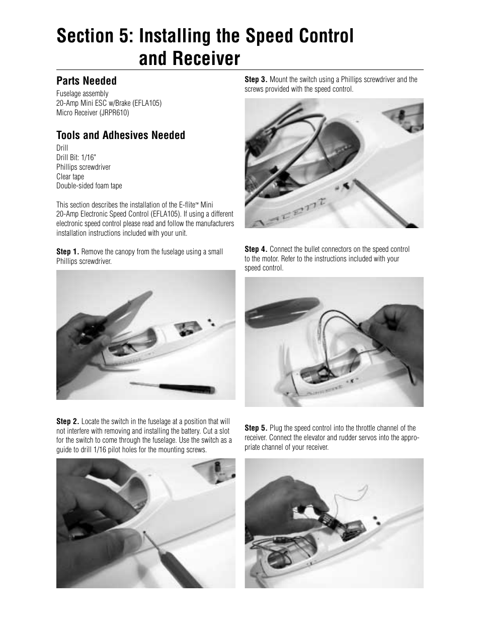 E-flite Ascent EP Park Glider ARF User Manual | Page 14 / 23