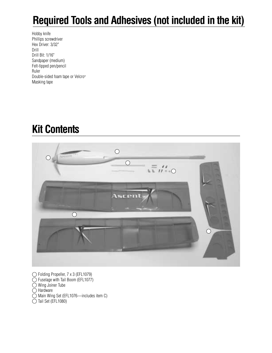 E-flite Ascent EP Park Glider ARF User Manual | Page 5 / 23