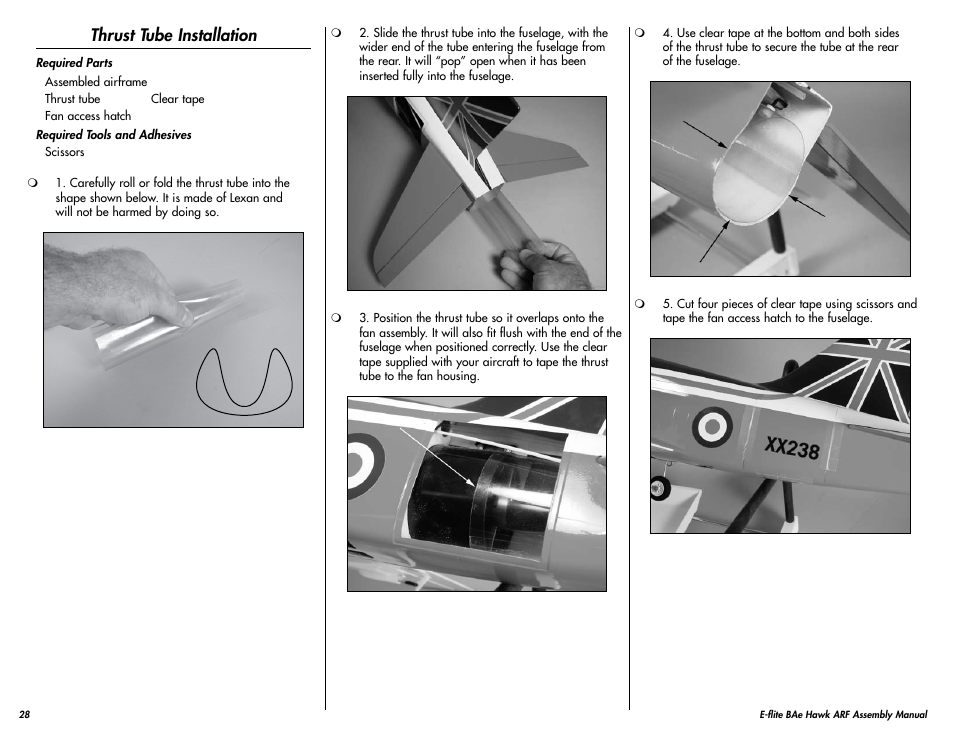 Thrust tube installation | E-flite BAe Hawk 15 DF ARF User Manual | Page 28 / 36