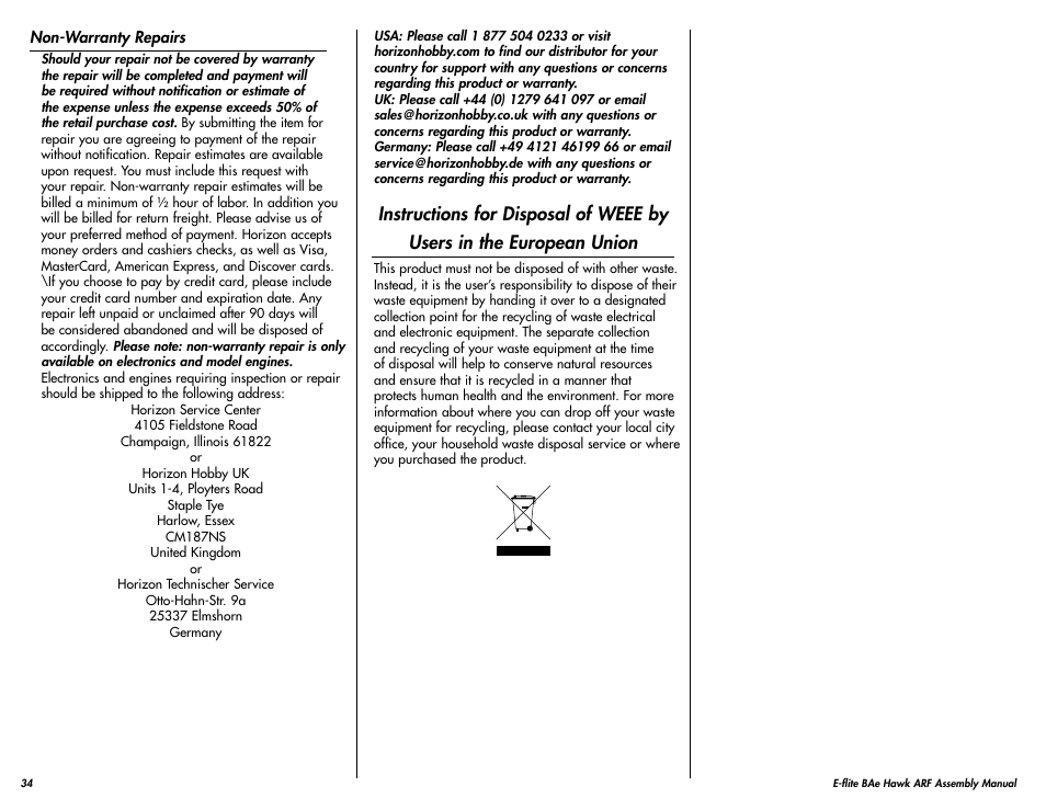 E-flite BAe Hawk 15 DF ARF User Manual | Page 34 / 36
