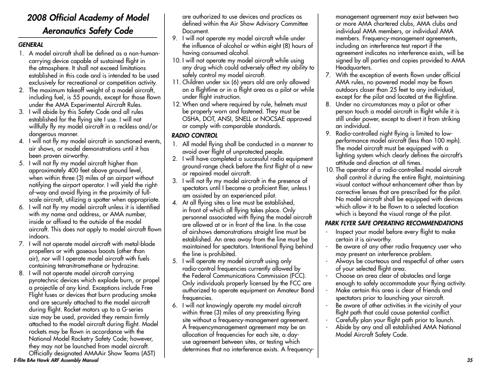 E-flite BAe Hawk 15 DF ARF User Manual | Page 35 / 36