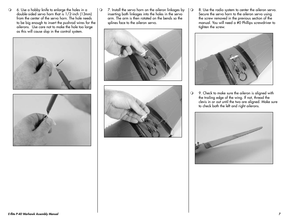 E-flite P-40 Warhawk 300 ARF User Manual | Page 7 / 20