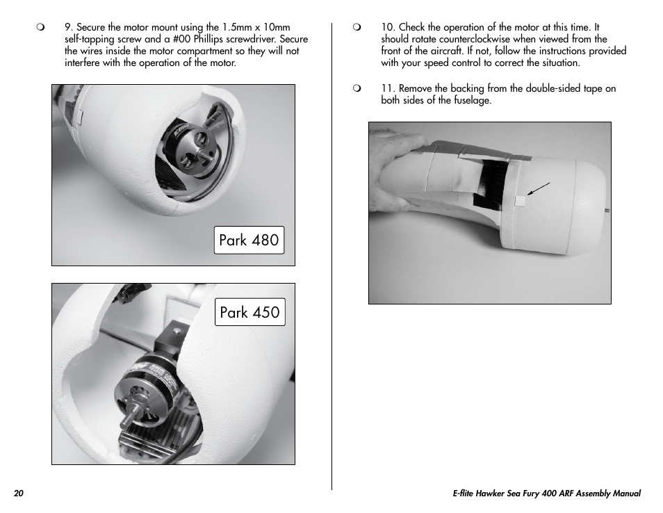 E-flite Hawker Sea Fury 400 ARF User Manual | Page 20 / 40