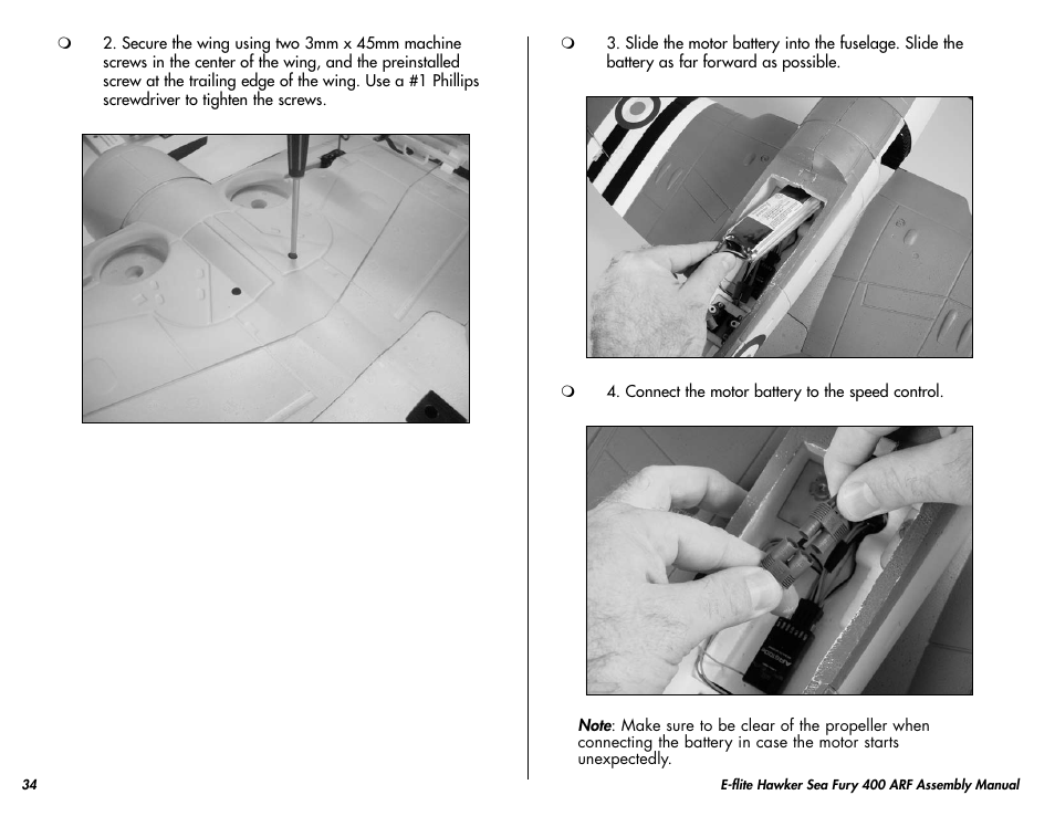 E-flite Hawker Sea Fury 400 ARF User Manual | Page 34 / 40