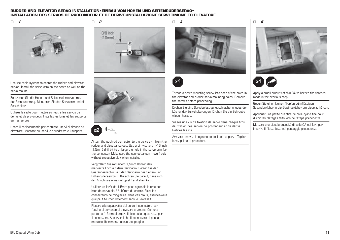 E-flite Clipped Wing Cub 250 ARF User Manual | Page 11 / 40