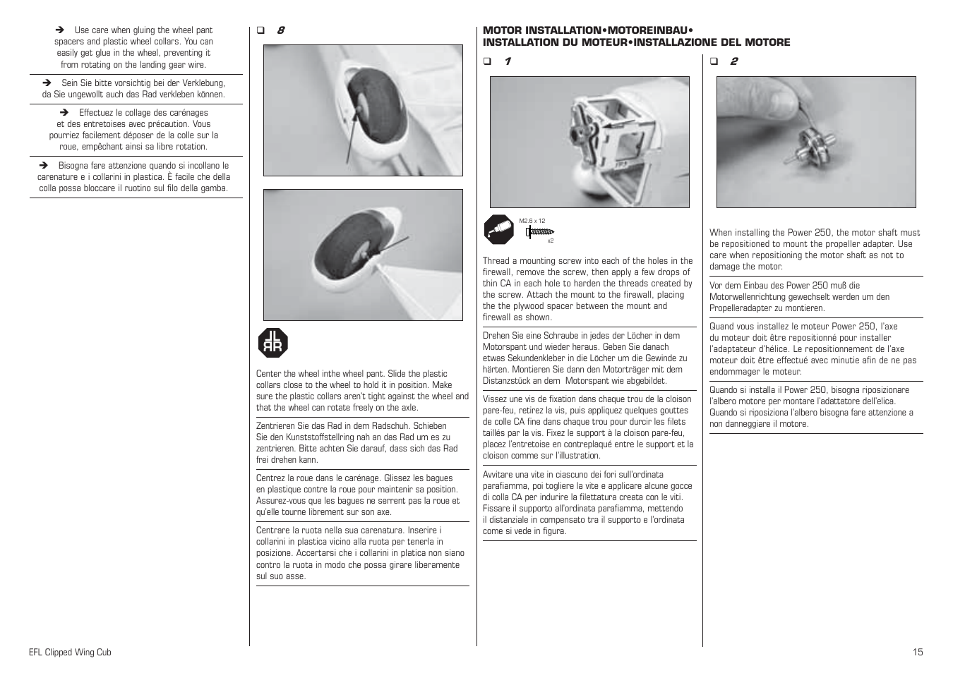 Lr l r | E-flite Clipped Wing Cub 250 ARF User Manual | Page 15 / 40