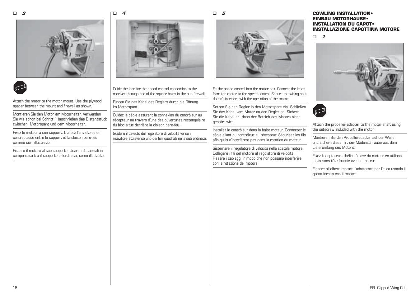 E-flite Clipped Wing Cub 250 ARF User Manual | Page 16 / 40