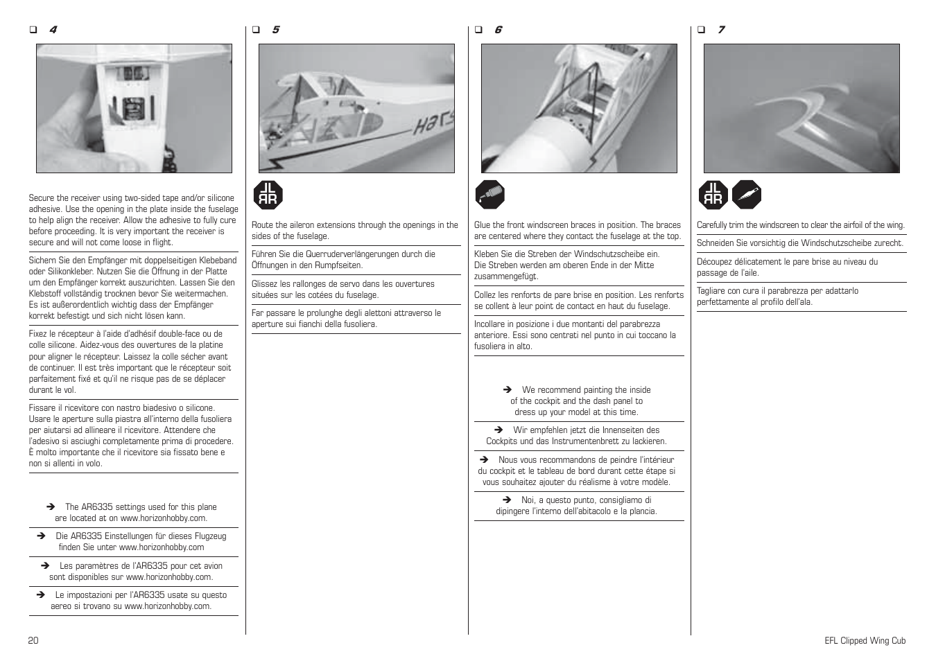 E-flite Clipped Wing Cub 250 ARF User Manual | Page 20 / 40