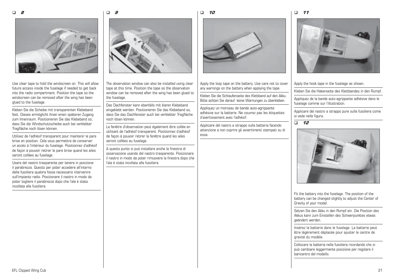 E-flite Clipped Wing Cub 250 ARF User Manual | Page 21 / 40