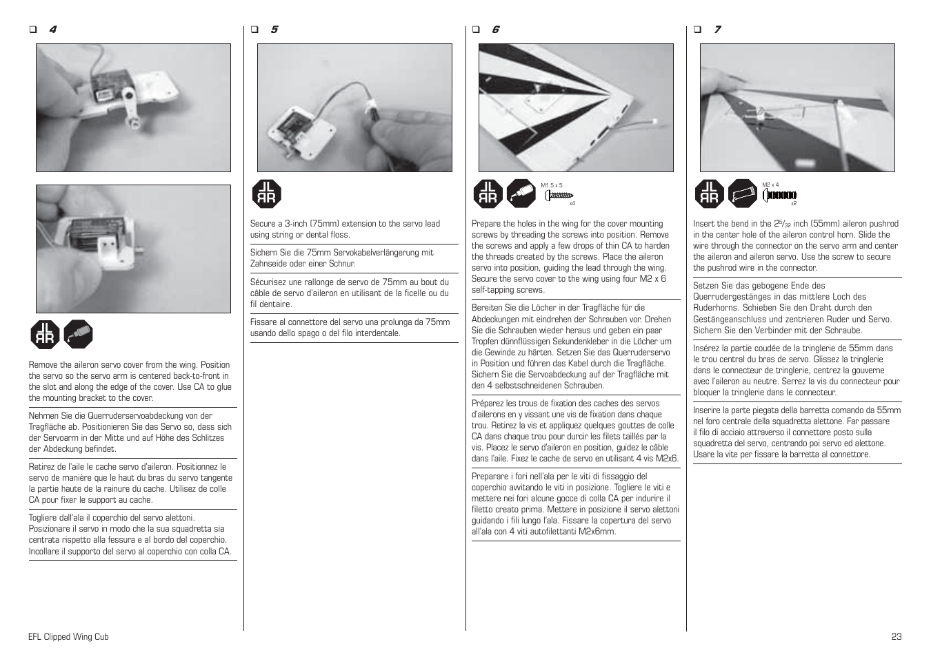 E-flite Clipped Wing Cub 250 ARF User Manual | Page 23 / 40