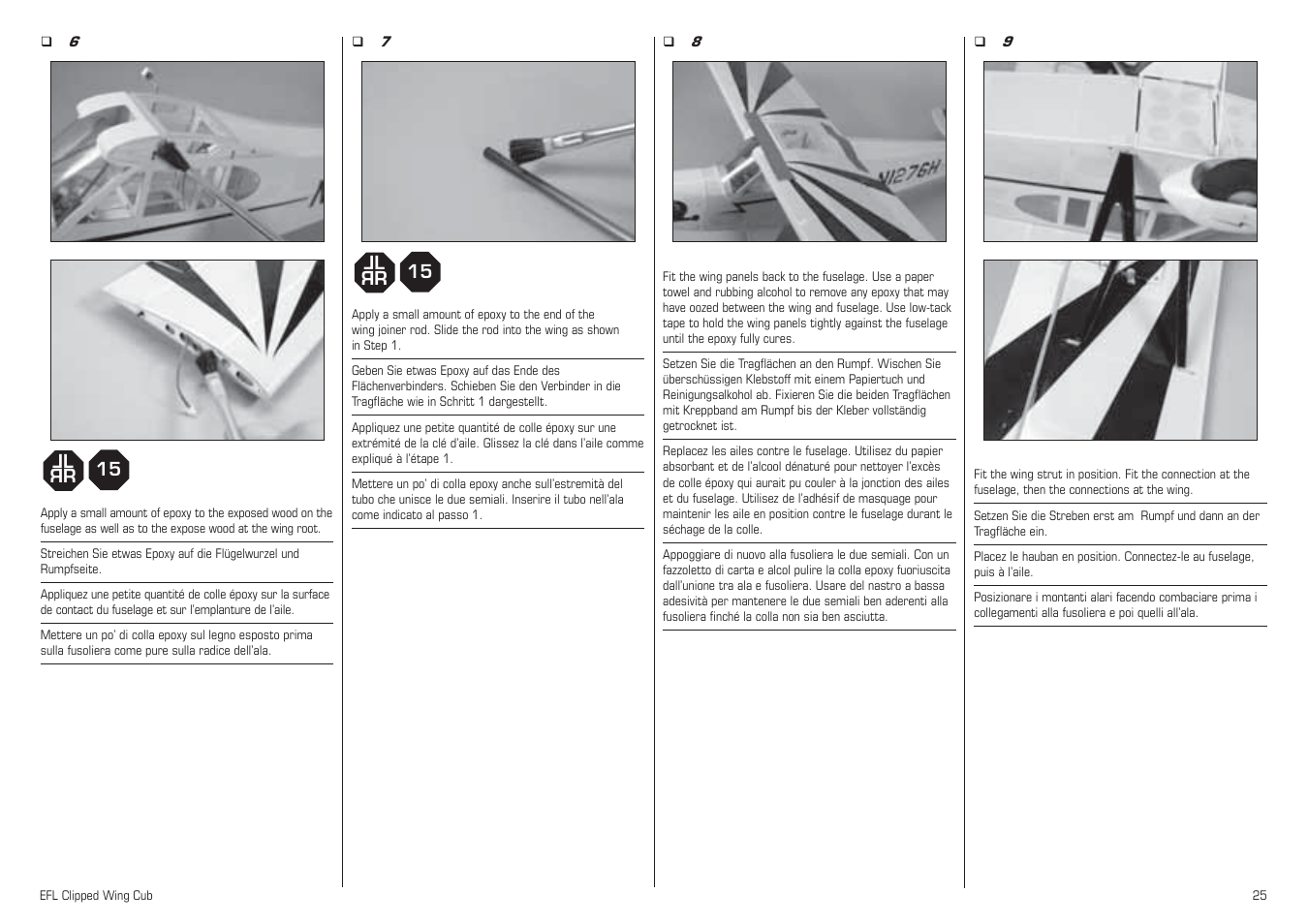 E-flite Clipped Wing Cub 250 ARF User Manual | Page 25 / 40