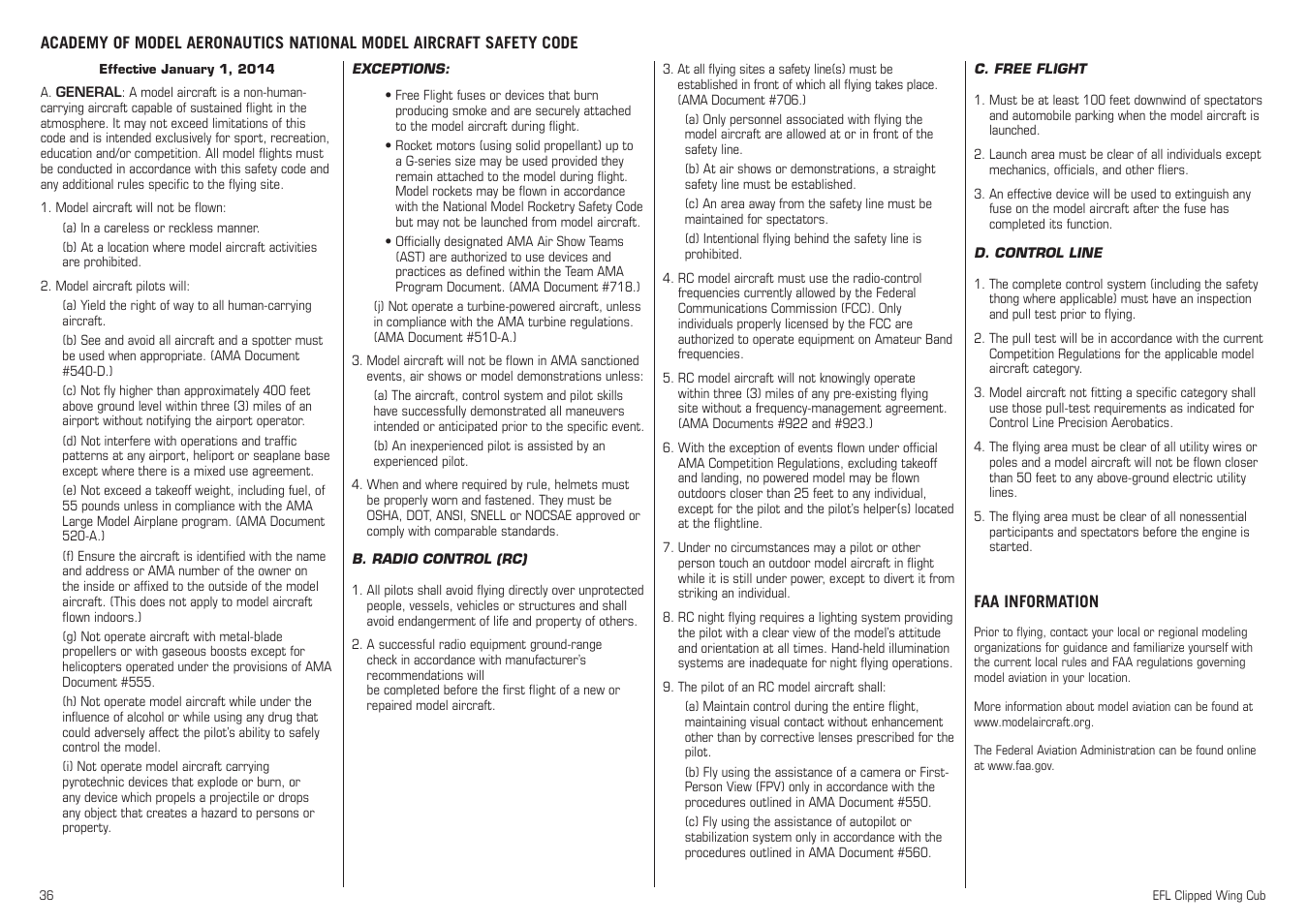 E-flite Clipped Wing Cub 250 ARF User Manual | Page 36 / 40