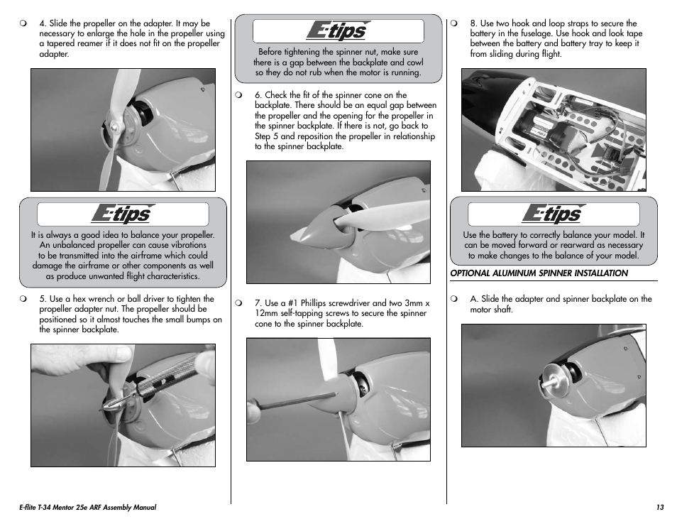 E-flite T-34 Mentor 25e ARF User Manual | Page 13 / 28