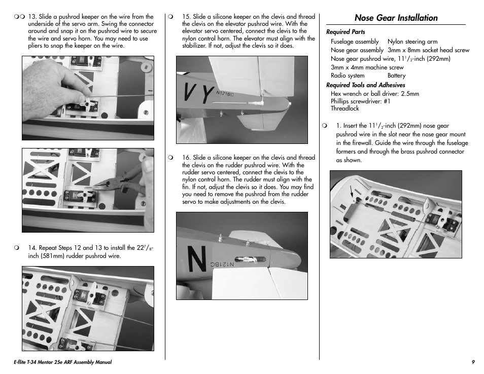 Nose gear installation | E-flite T-34 Mentor 25e ARF User Manual | Page 9 / 28